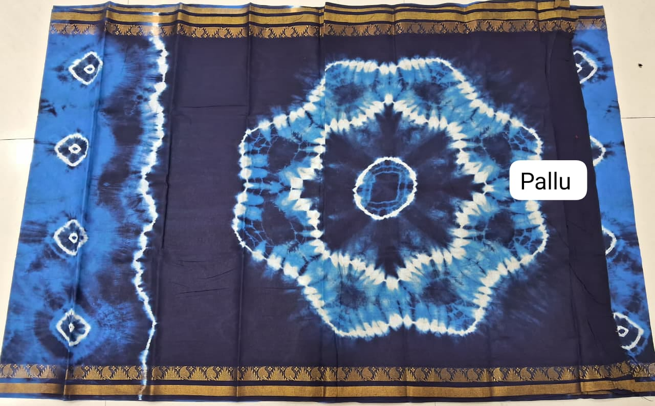 Royal Blue Sungudi Cotton Saree Pallu