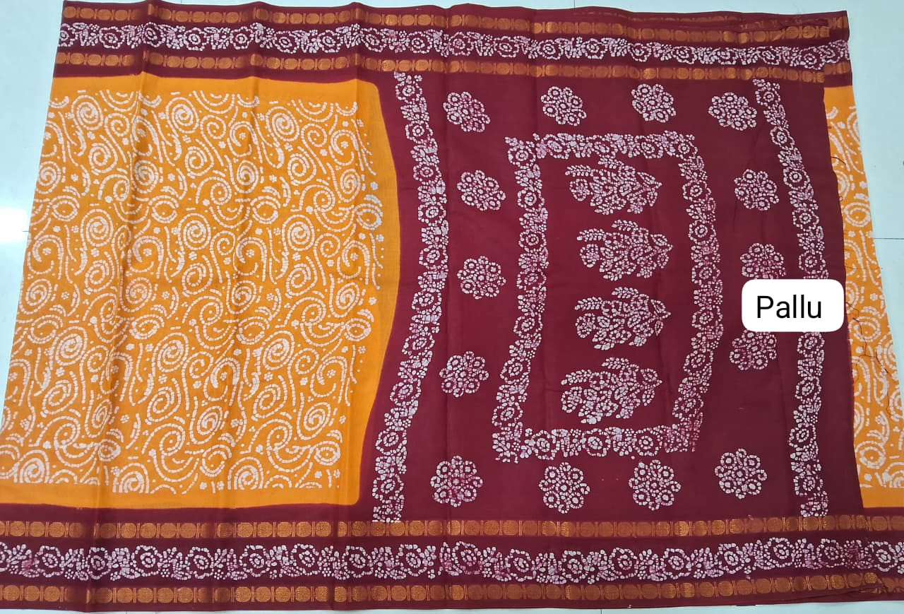 Yellow Sungudi Cotton Saree Pallu