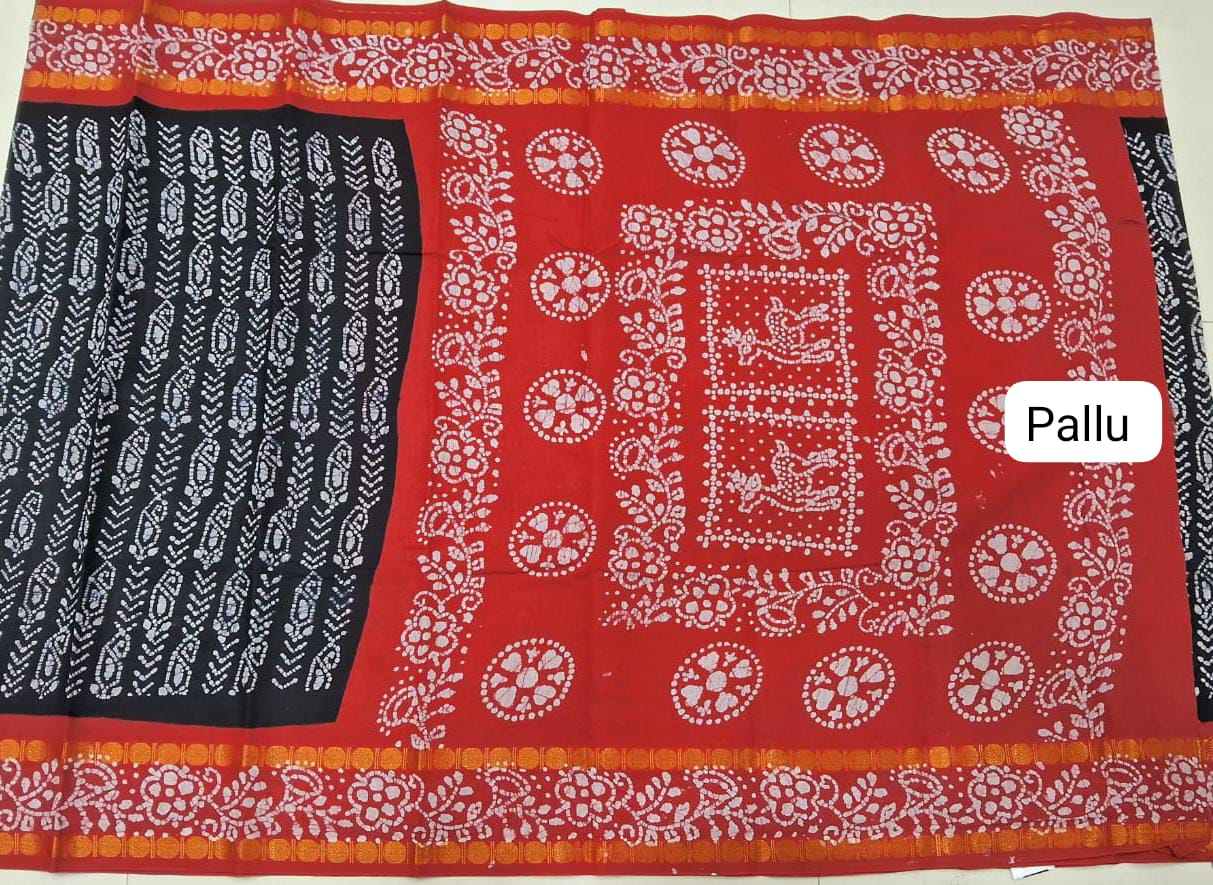 Black Sungudi Cotton Saree Pallu