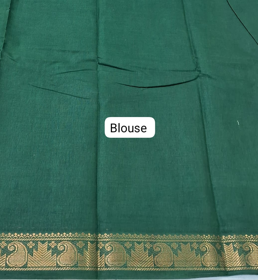 Dark Yellow Sungudi Cotton Saree Blouse