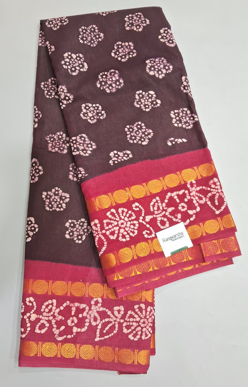 Walnut Brown Sungudi Cotton Saree 