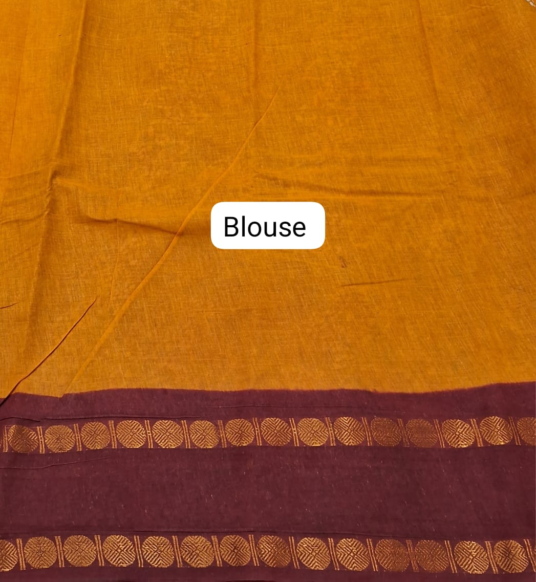 Mango Yellow Sungudi Cotton Saree Blouse