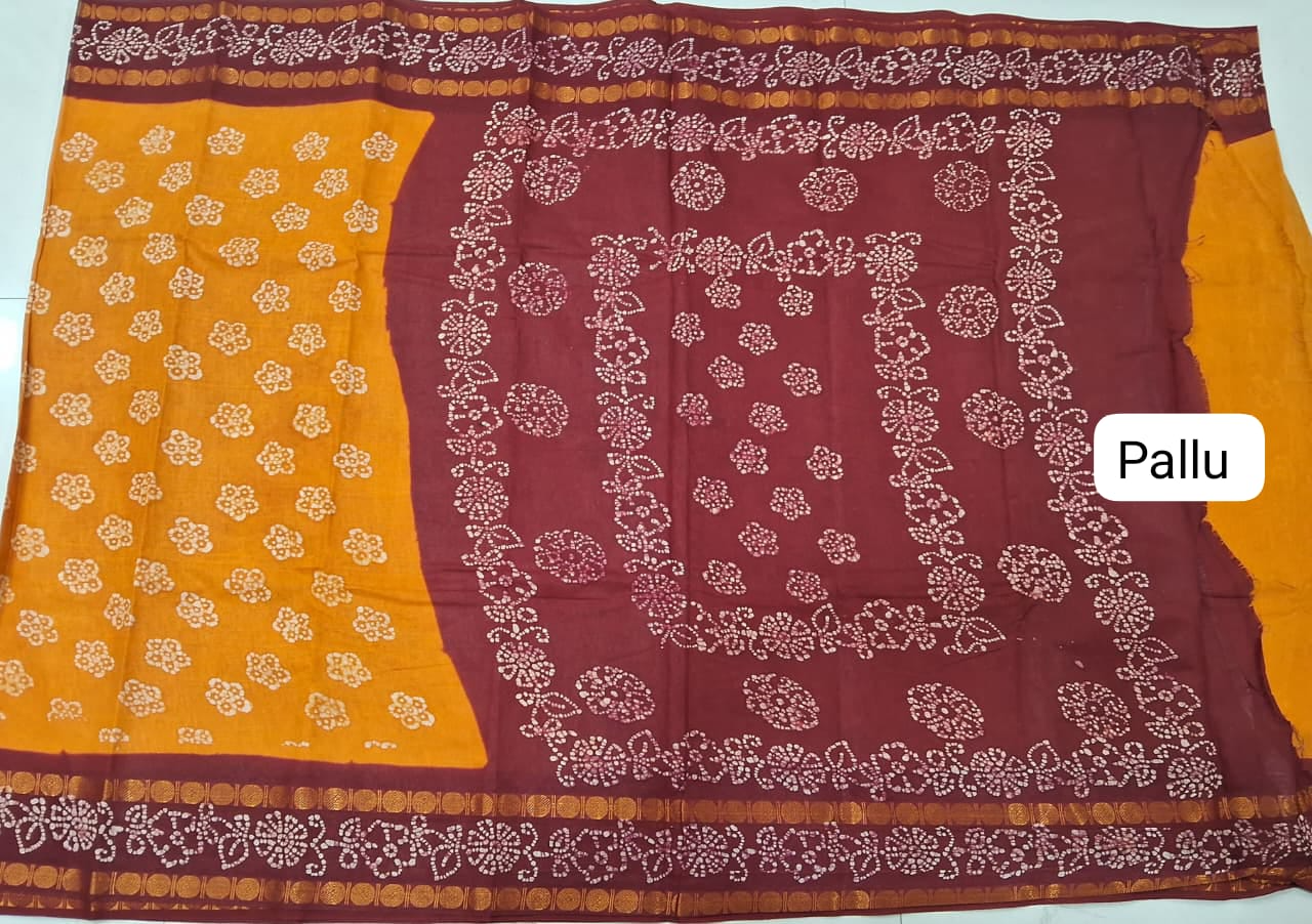 Mango Yellow Sungudi Cotton Saree Pallu