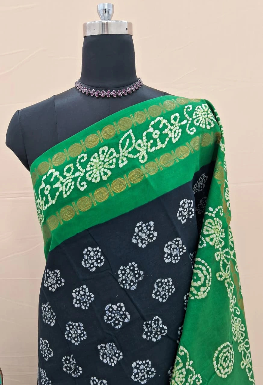 Dark Blue Sungudi Cotton Saree 1