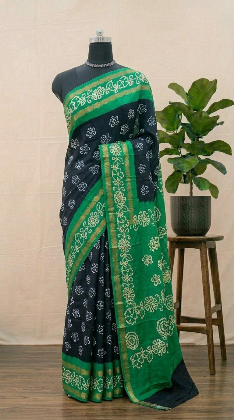 Dark Blue Sungudi Cotton Saree