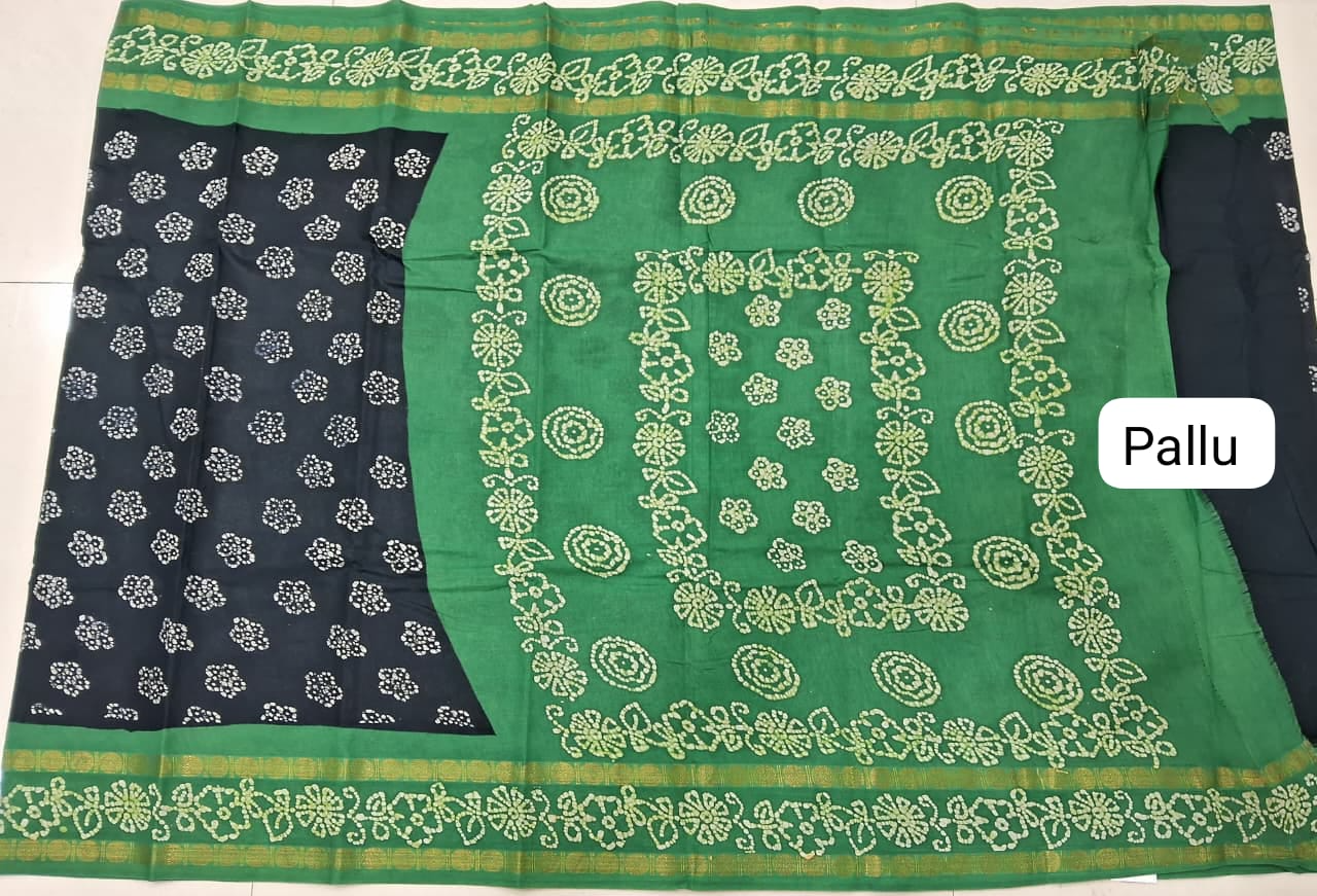 Dark Blue Sungudi Cotton Saree  Pallu