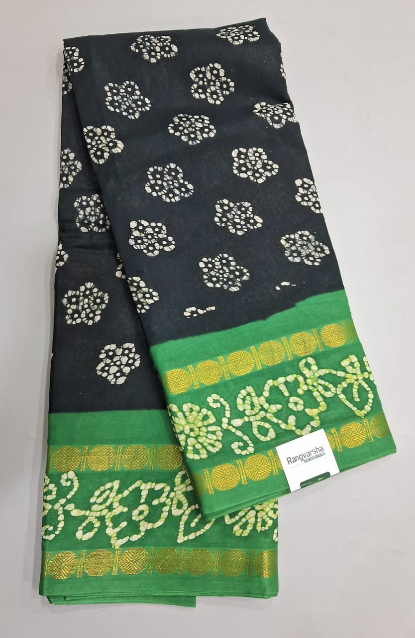 Dark Blue Sungudi Cotton Saree 