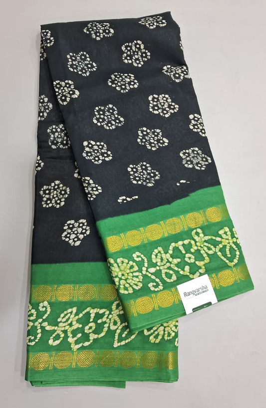 Dark Blue Sungudi Cotton Saree 