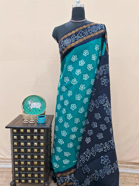 Marine Blue Sungudi Cotton Saree