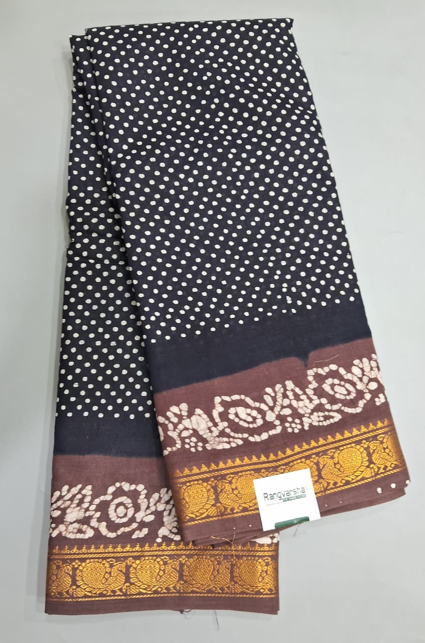 Black Sungudi Cotton Saree
