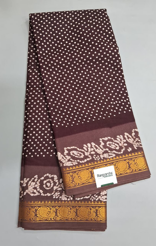 Walnut Brown Sungudi Cotton Saree 