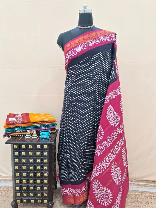 Black Sungudi Cotton Saree 