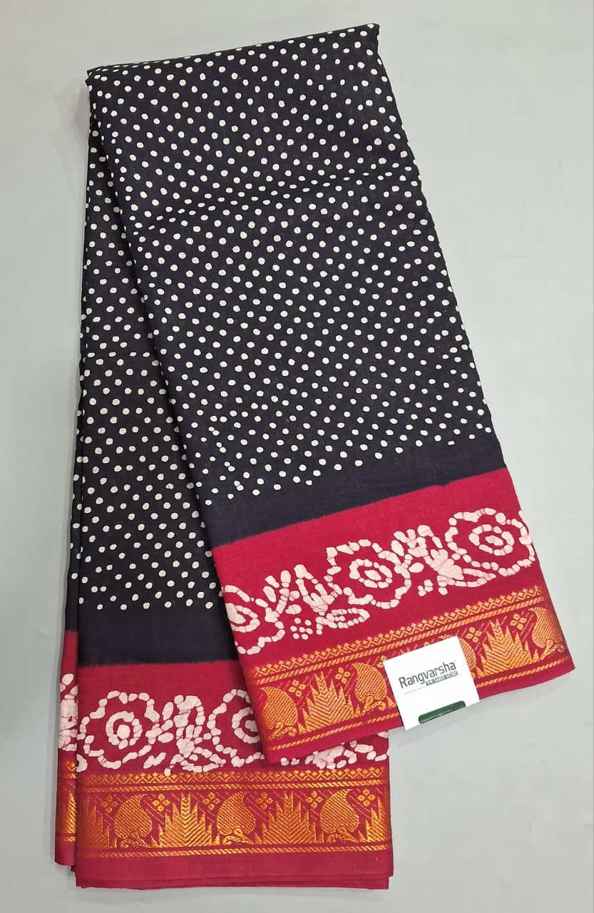 Black Sungudi Cotton Saree 