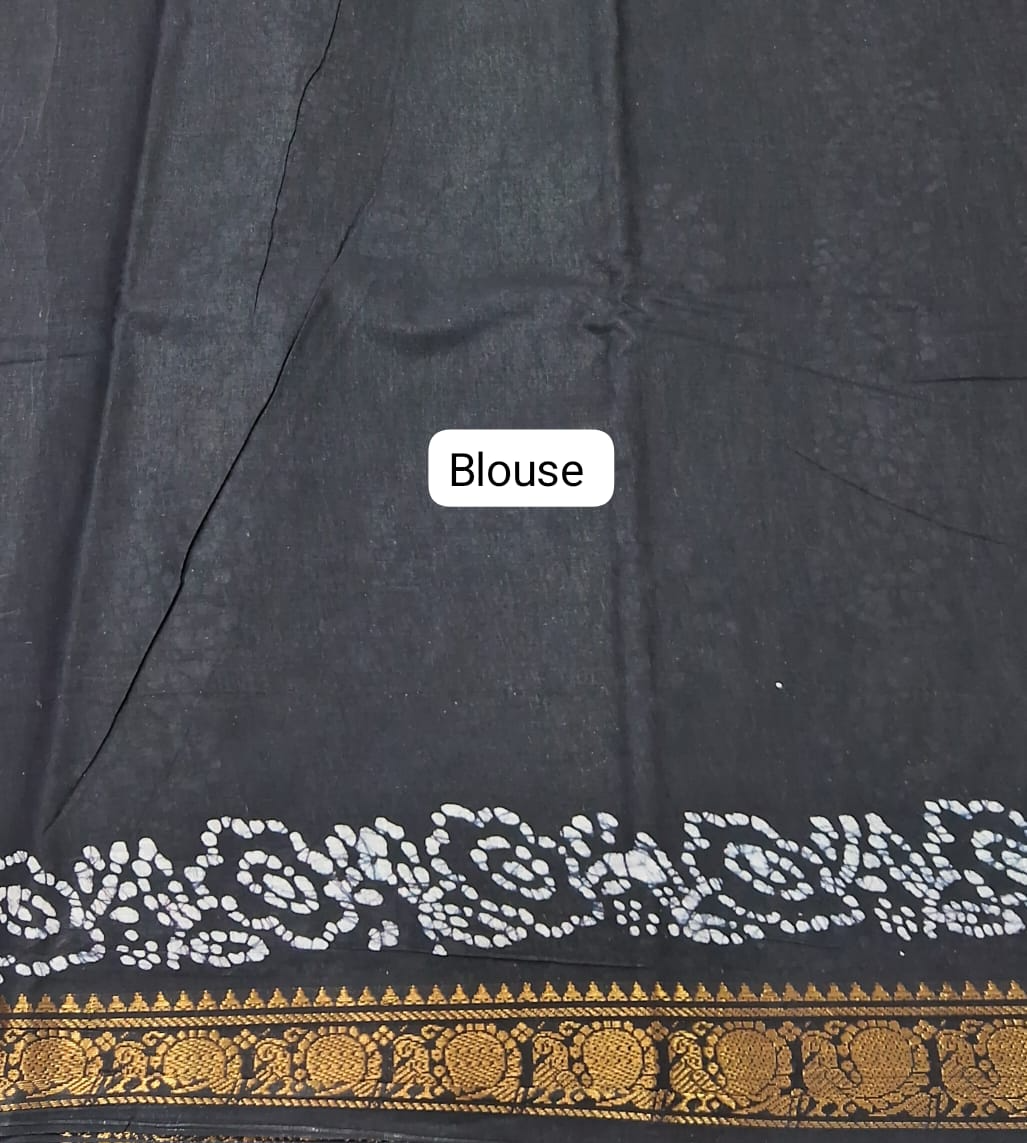 Fire Red Sungudi Cotton Saree Blouse