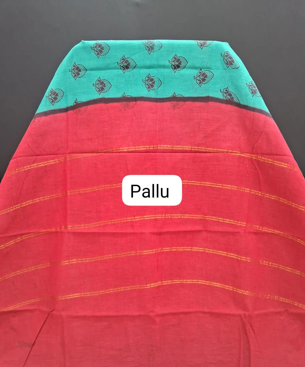Marine Green Sungudi Cotton Saree Pallu