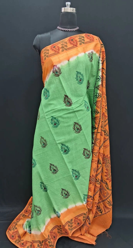 Bright Green Sungudi Cotton Saree