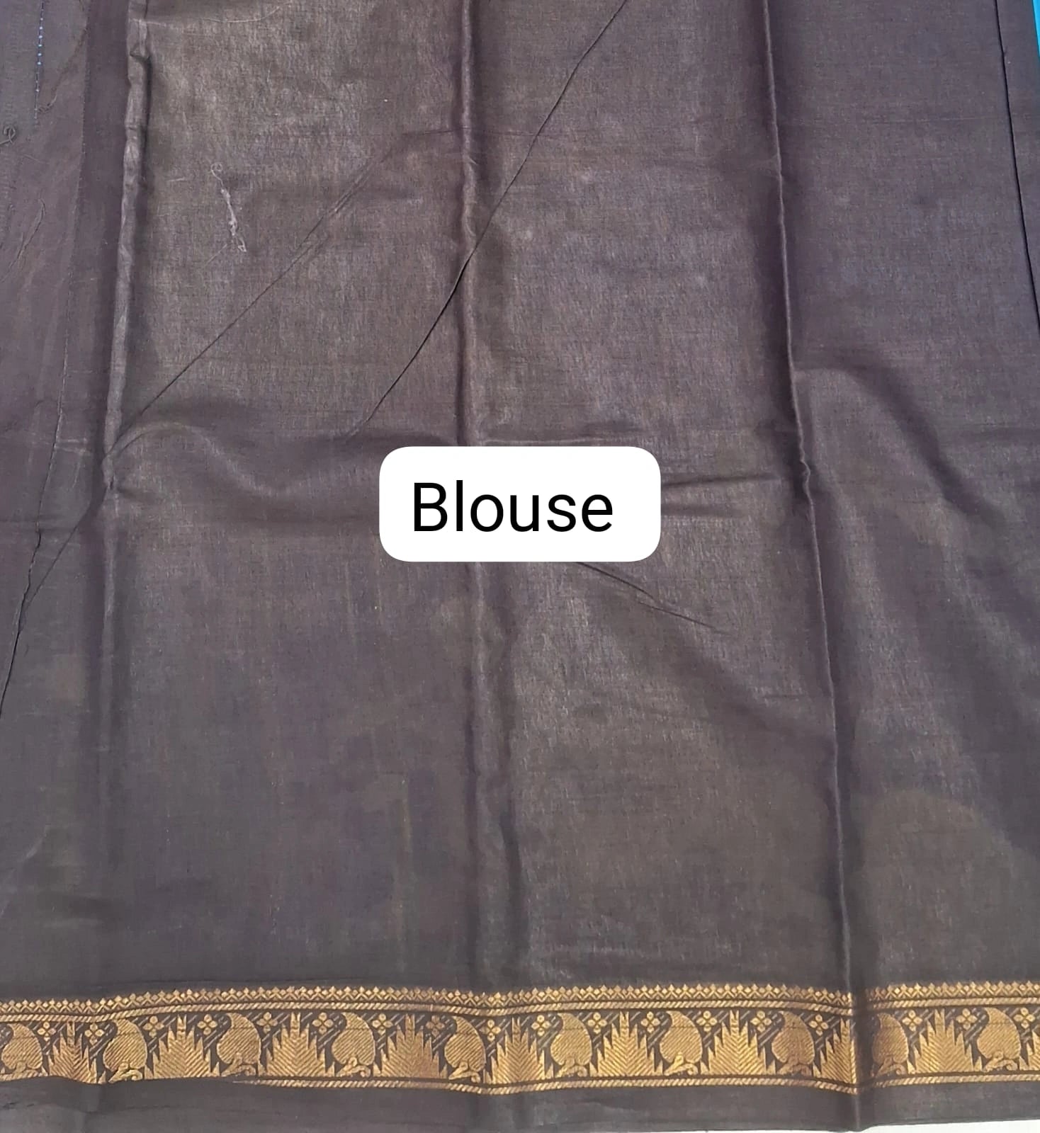Caribbean Blue Sungudi Cotton Saree Blouse