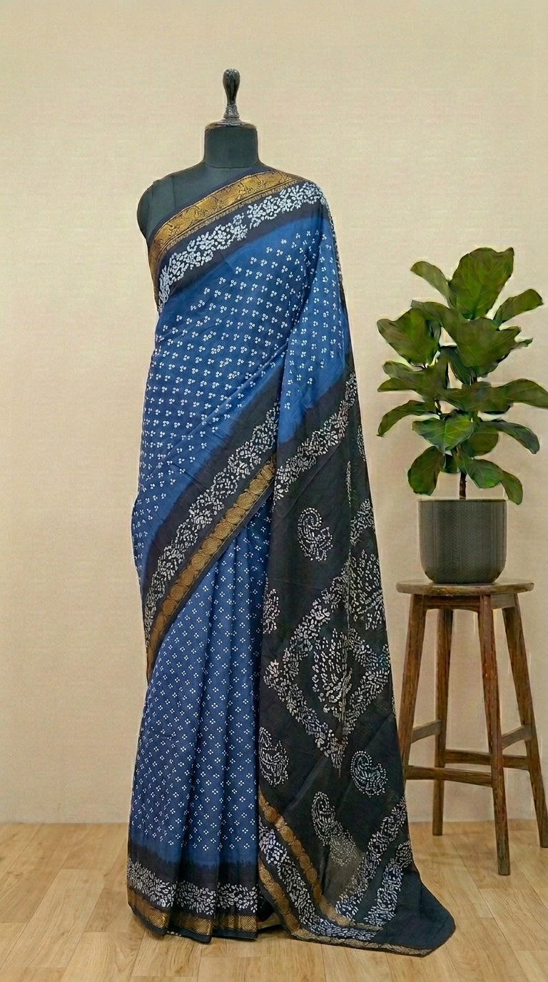 Blue Sungudi Cotton Saree