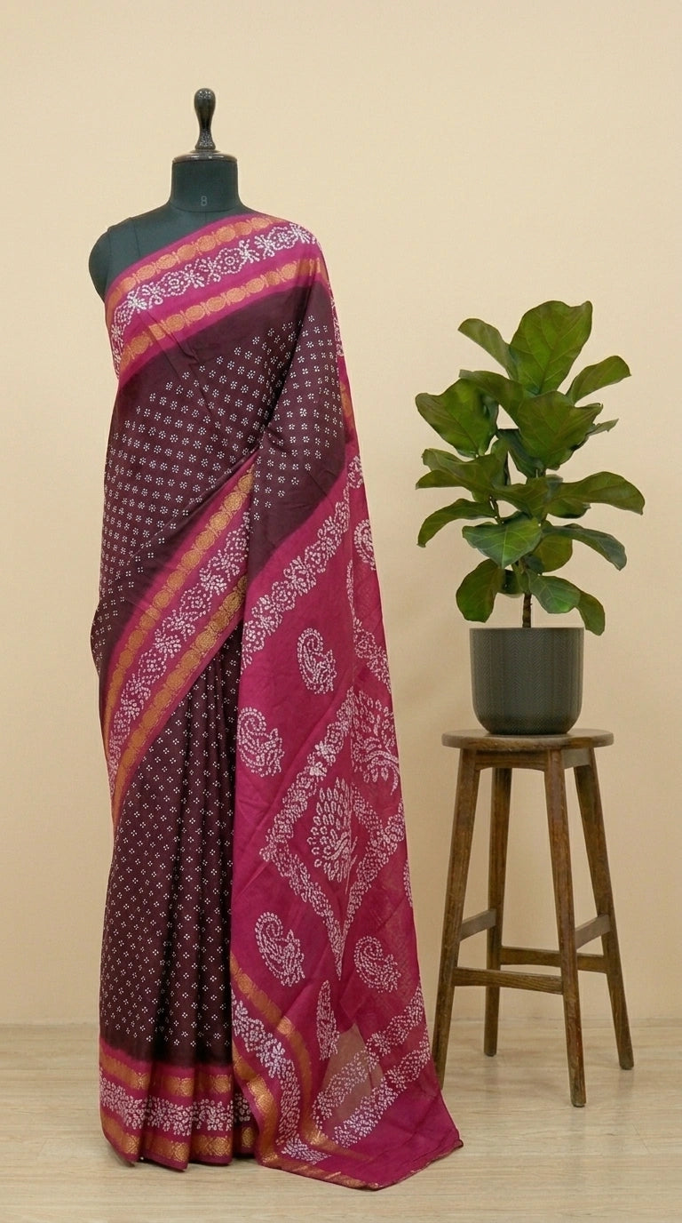 Maroon Sungudi cotton Saree 