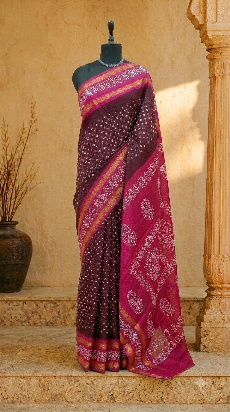 Maroon Sungudi cotton Saree 