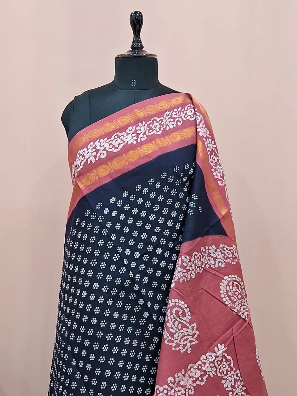 Dark Blue Sungudi cotton Saree 1