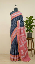 Dark Blue Sungudi cotton Saree 