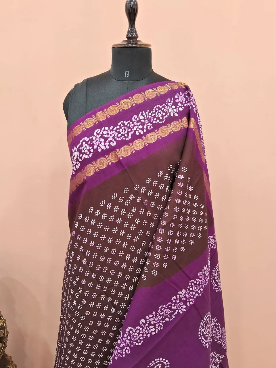 Chocolate Brown Sungudi cotton saree 1