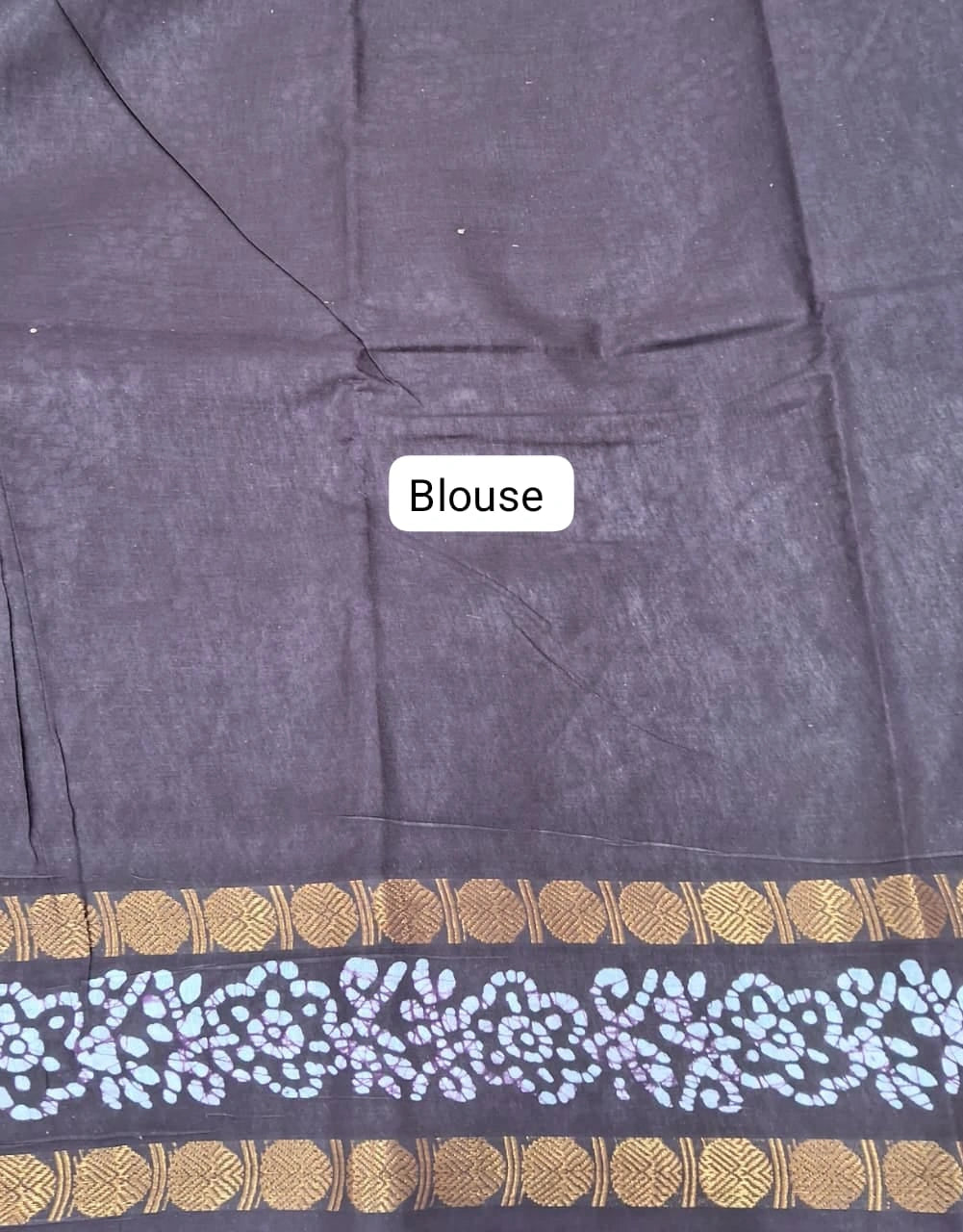 Grey Sungudi cotton saree blouse