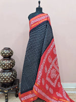 Dark Navy Blue Sungudi cotton saree 