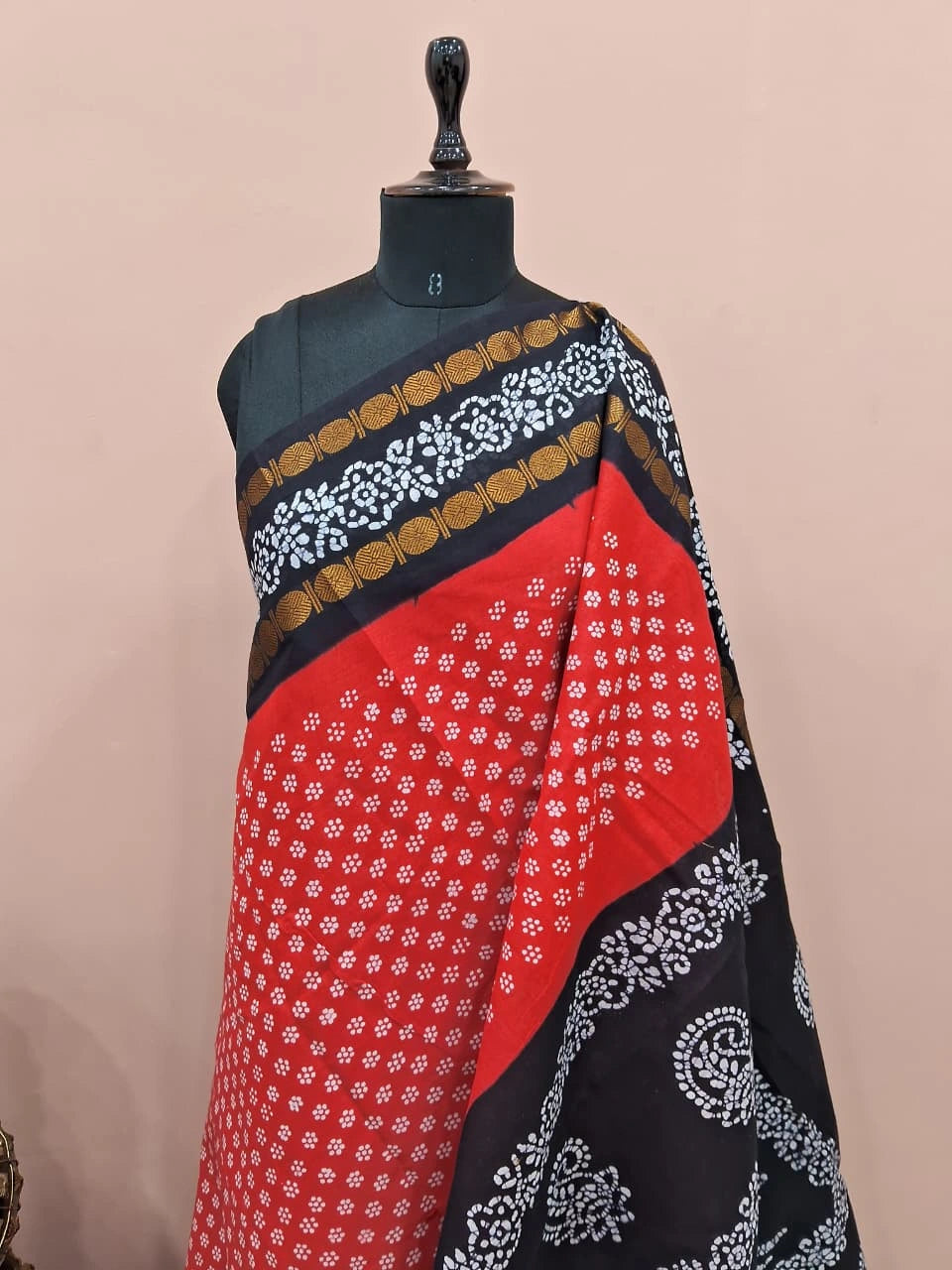 Reddish Pink Sungudi cotton saree 1