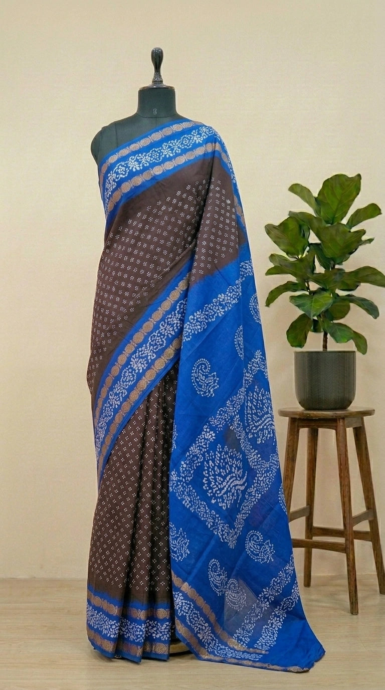 Chocolate Brown Sungudi cotton saree 