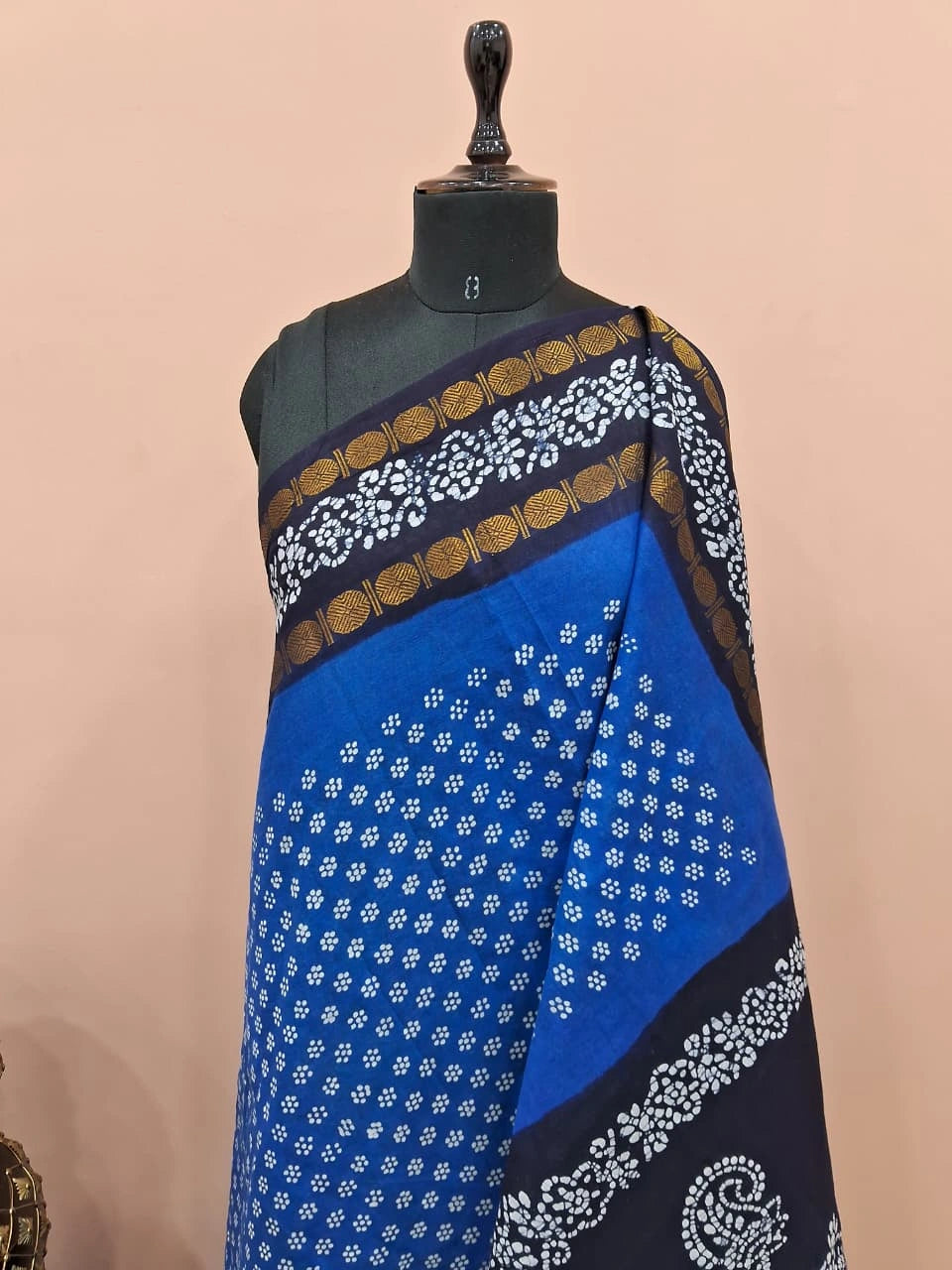 Caribbean Blue Sungudi cotton Saree 1
