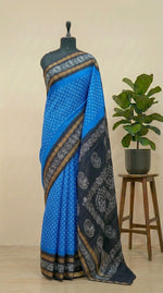 Caribbean Blue Sungudi cotton Saree 