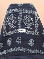 Caribbean Blue Sungudi cotton Saree pallu