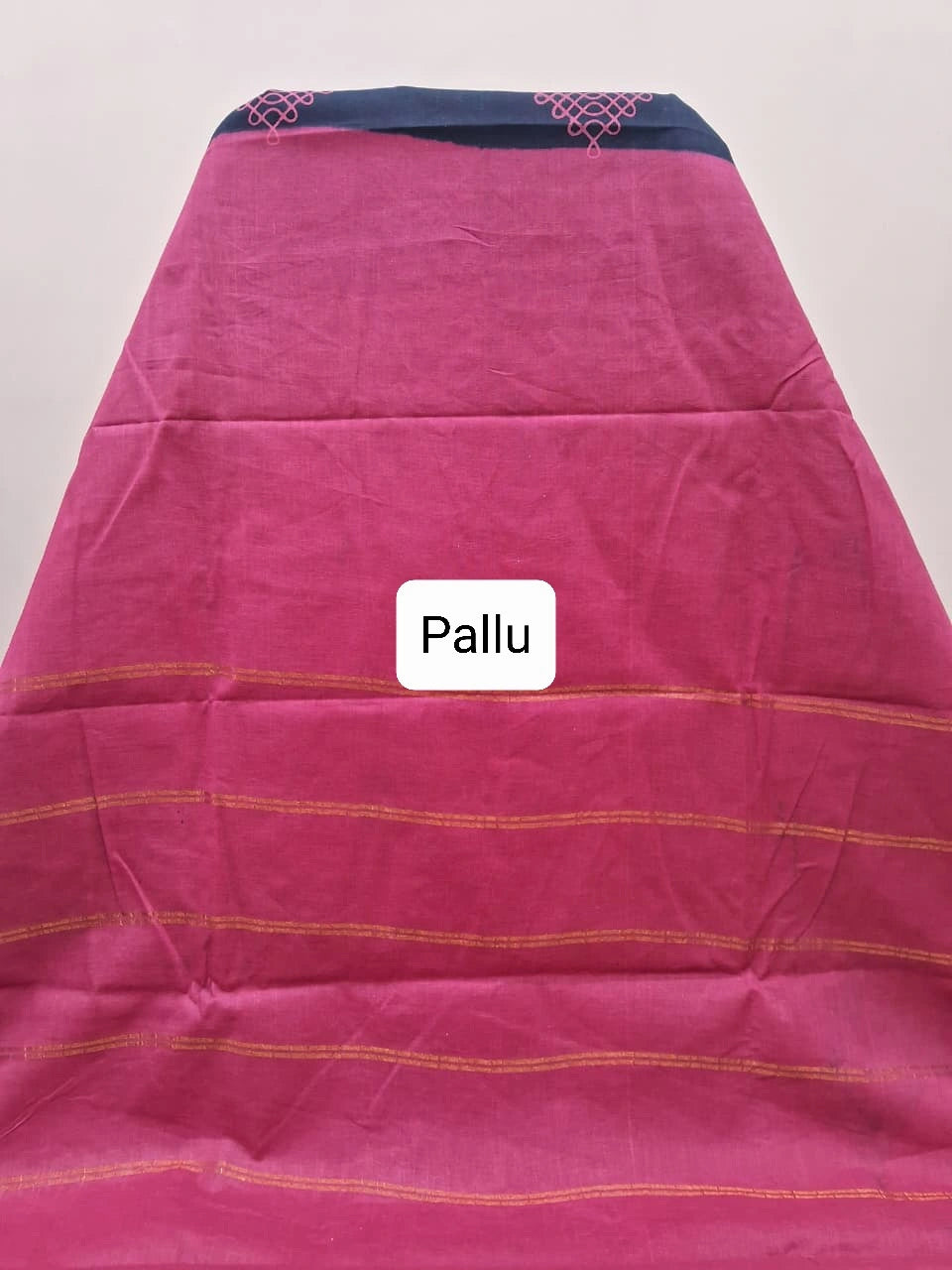 Ink black Sungudi cotton saree Pallu