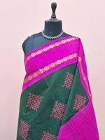 Bottle green Sungudi cotton saree 1