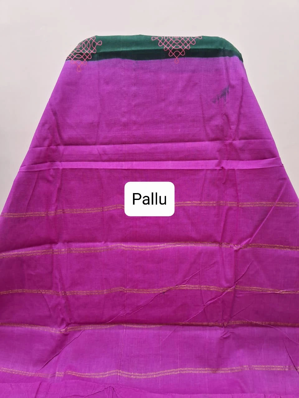 Bottle green Sungudi cotton saree Pallu