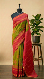 Olive green Sungudi cotton saree