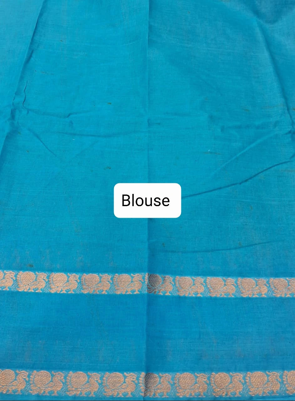 Chocolate brown Sungudi cotton saree Blouse