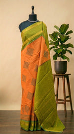 Tangerine Sungudi cotton saree
