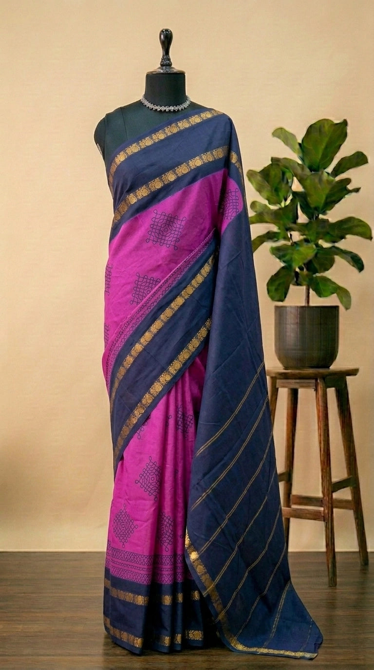 Magenta Sungudi cotton saree