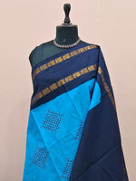 Sky blue Sungudi cotton saree 1