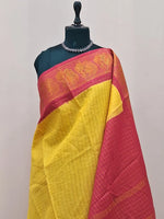Vibrant yellow Sungudi cotton saree 1