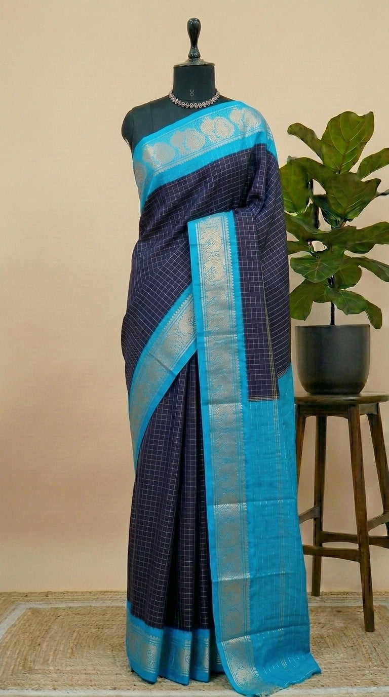 Deep Blue Sungudi Cotton Saree 