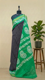 Elegant black Sungudi cotton saree 