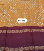Mustard Yellow Sungudi Cotton Saree Blouse
