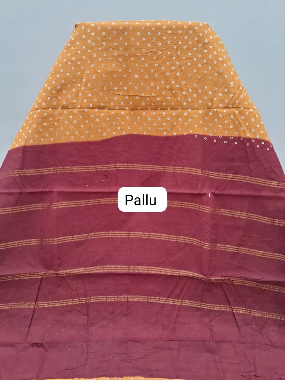 Mustard Yellow Sungudi Cotton Saree pallu