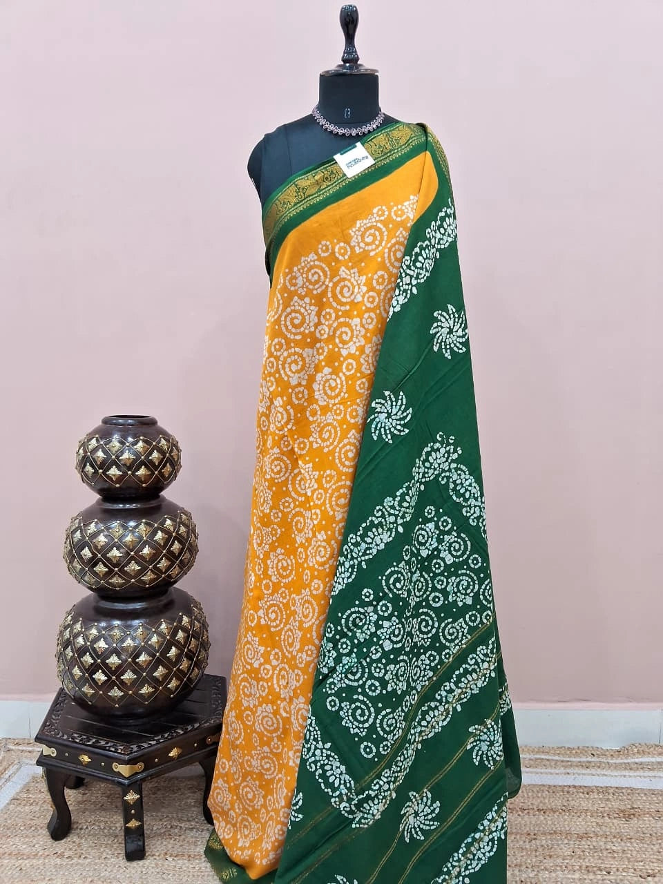 Mango Yellow Sungudi Cotton Saree