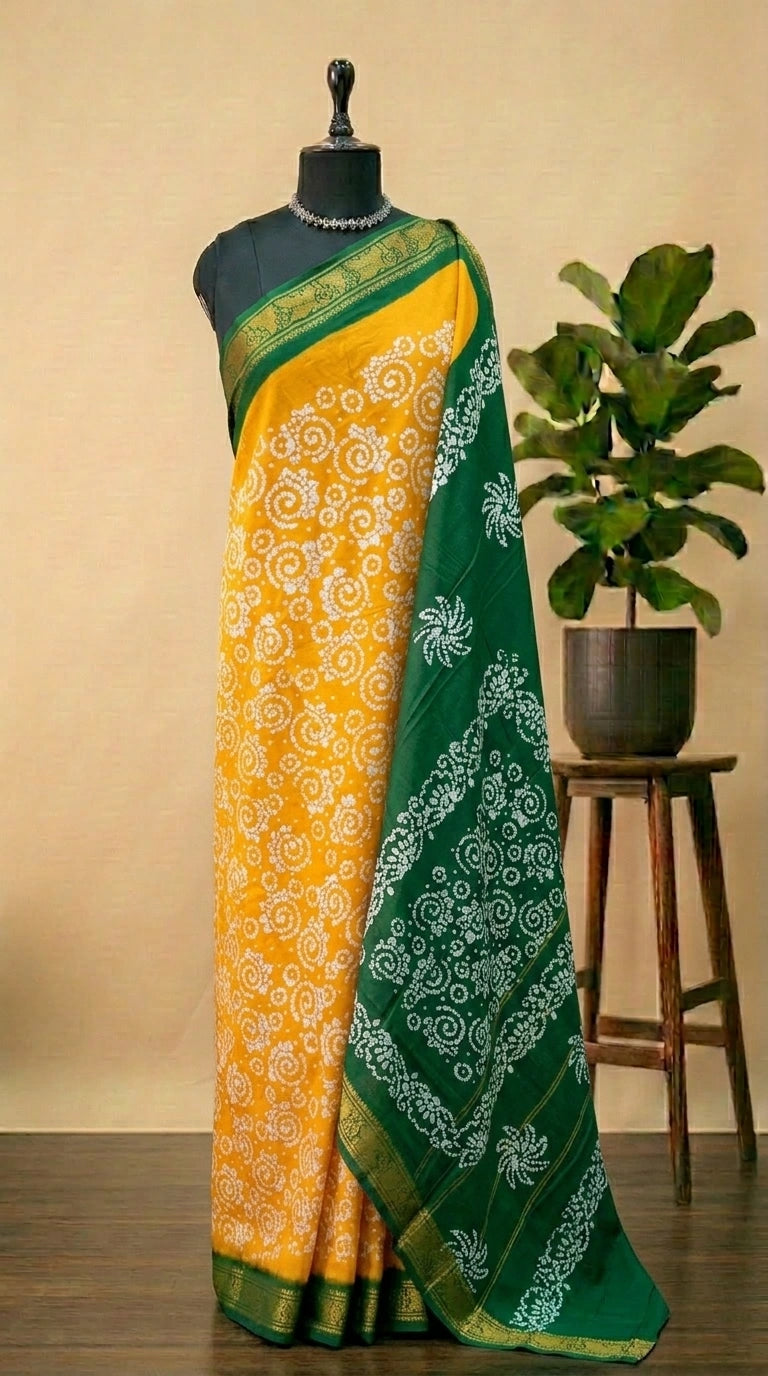 Mango Yellow Sungudi Cotton Saree