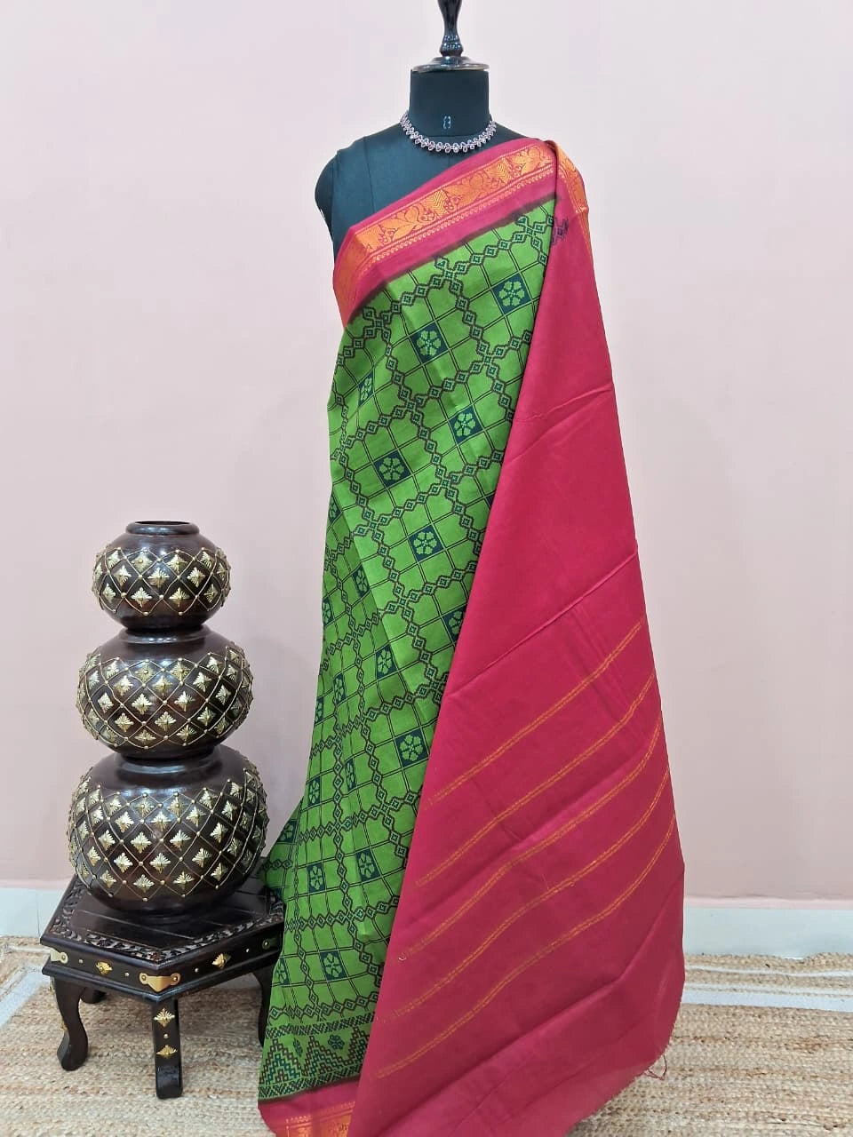Green Sungudi Cotton Saree